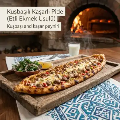 Kuşbaşılı Kaşarlı Pide (Etli Ekmek Usulü)
