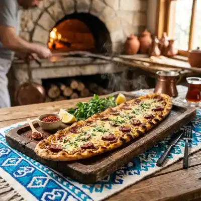 Sucuklu Kaşarlı Pide (Etli Ekmek Usulü )